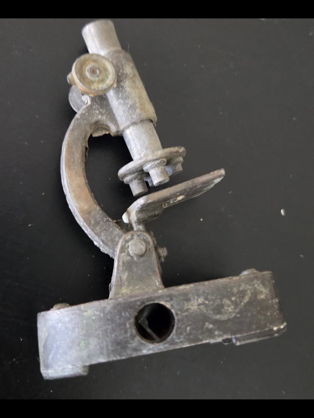 Vintage EMB Juguetes Marti #1020 Miniature Metal Microscope Pencil Sharpener.
